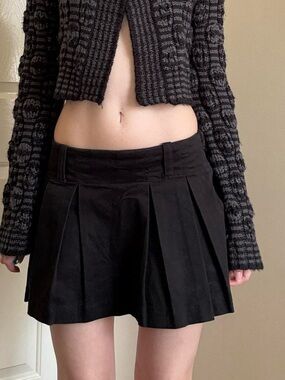 Aritzia Black Pleated Mini Skirt